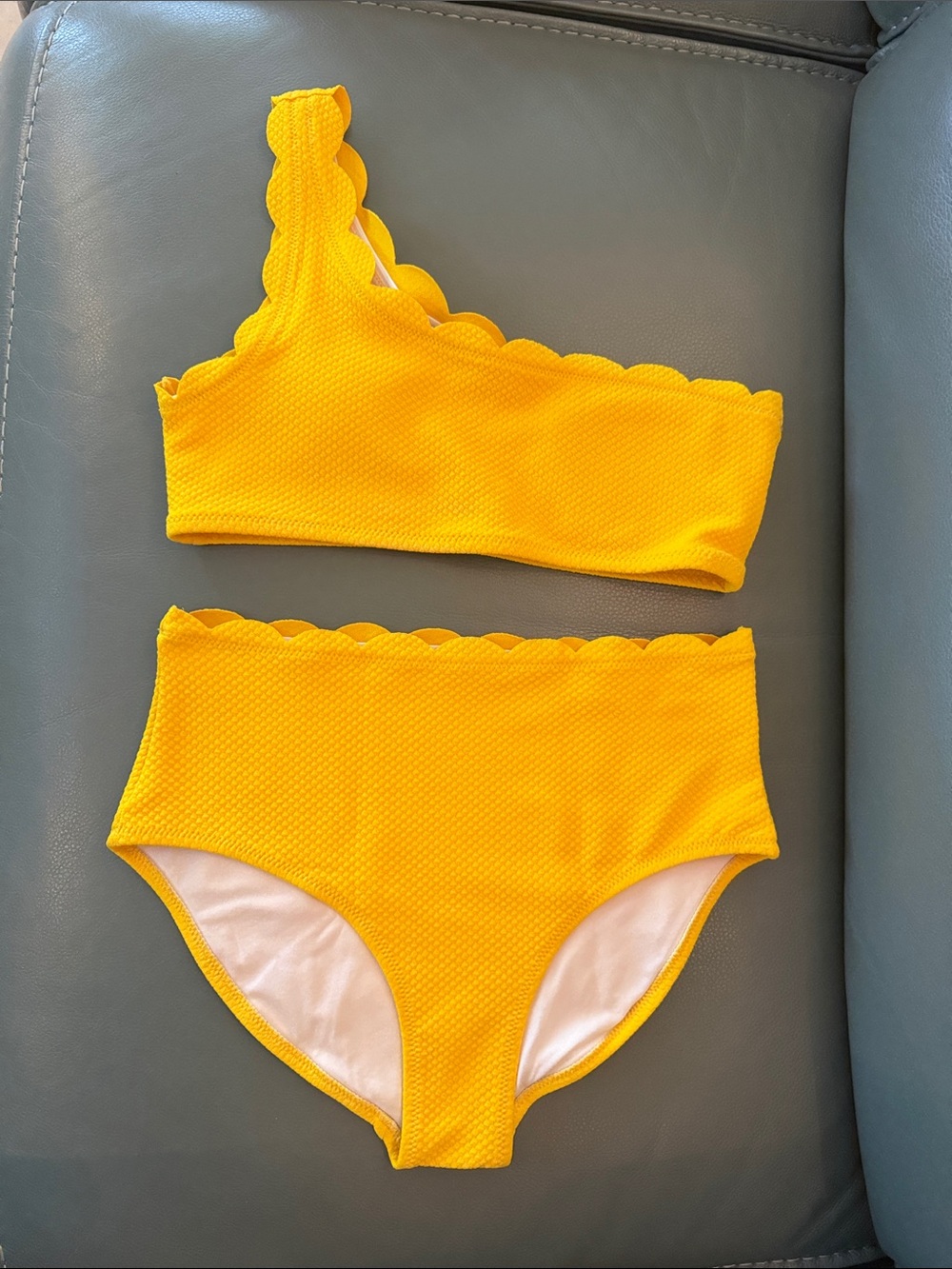 Old Navy Yellow Scalloped One-Shoulder Bikini Top